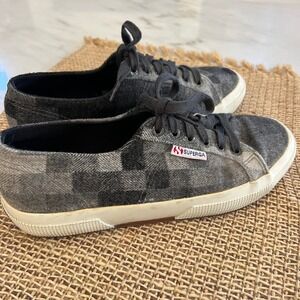 Superga‎ Plaid Flannel Low Top Sneakers Women's Size 39 EU 8 US Grey Black